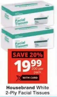 Checkers Housebrand White 2-Ply Facial Tissues offer