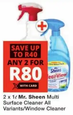 Checkers Mr. Sheen Multi Surface Cleaner All Variants/ Window Cleaner offer
