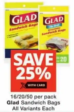 Checkers Glad Sandwich Bags All Variants offer
