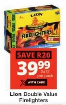 Checkers Lion Double Value Firelighters offer