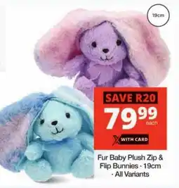Checkers Fur Baby Plush Zip & Flip Bunnies offer