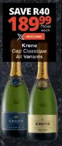 Checkers Liquor Shop Krone Cap Classique All Variants offer