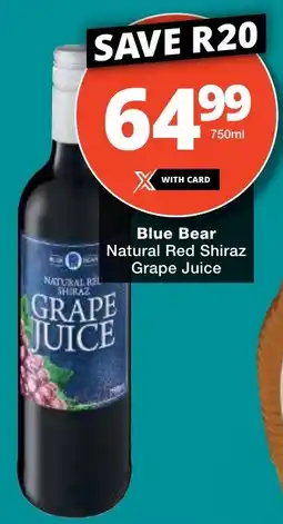Checkers Blue Bear Natural Red Shiraz Grape Juice offer