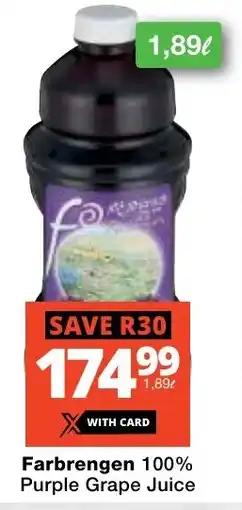 Checkers Farbrengen 100% Purple Grape Juice offer