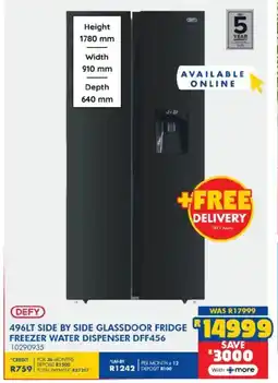 Russells Defy side by side glassdoor fridge freezer water dispenser offer