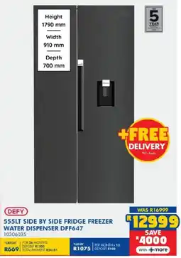 Russells Defy side by side fridge freezer water dispenser offer