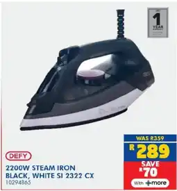 Russells Defy 2200w steam iron black, white offer