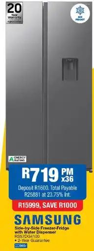 OK Furniture Samsung Side-by-Side Freezer-Fridge with Water Dispenser offer