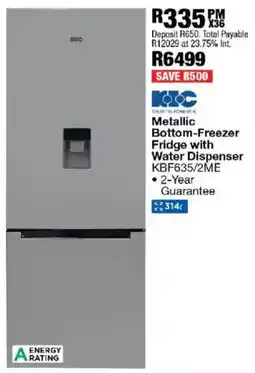 OK Furniture KIC Metallic Bottom-Freezer Fridge with Water Dispenser offer