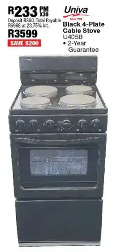 OK Furniture Univa Black 4-Plate Cable Stove offer
