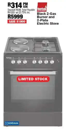 OK Furniture Totai Black 2-Gas Burner and 2-Plate Electric Stove offer