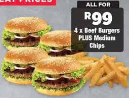 OK Foods Beef Burgers plus Medium Chips offer