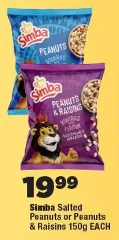 OK Foods Simba Salted Peanuts or Peanuts & Raisins offer