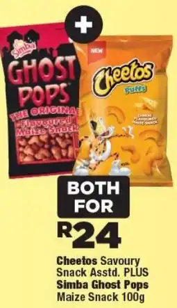 OK Foods Cheetos Savoury Snack plus Simba Ghost Pops Maize Snack offer
