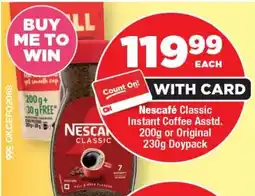 OK Foods Nescafé Classic Instant Coffee or Original Doypack offer