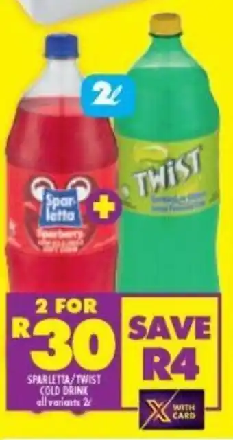 Shoprite Sparletta / Twist Cold Drink All Variants 2L offer