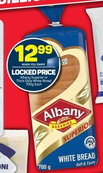 Pick n Pay Albany Superior or Thick Slice White Bread 700g each offer