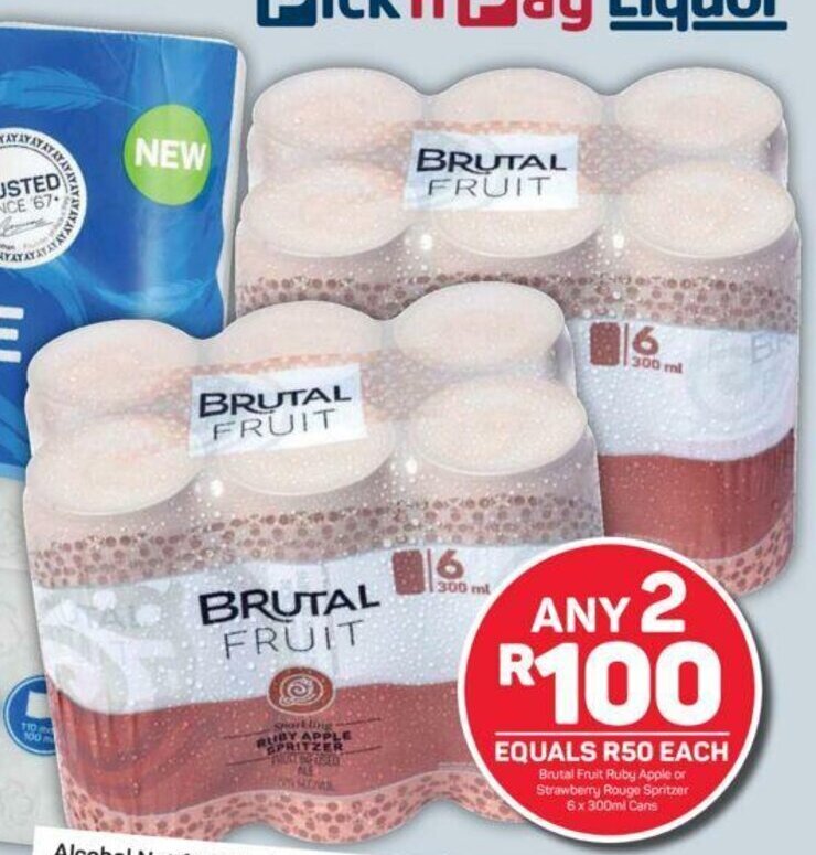 Brutal Fruit Ruby Apple or Strawberry Rouge Spritzer 6x300ml Cans offer