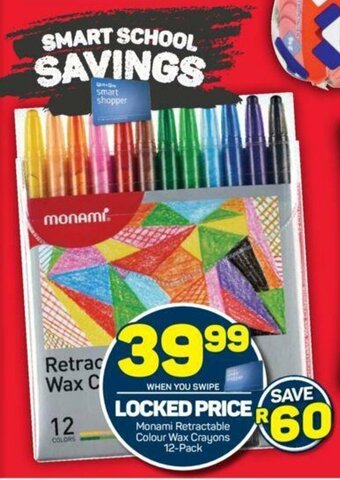 Pick n Pay Monami Retractable Colour Wax Crayons 12-Pack offer