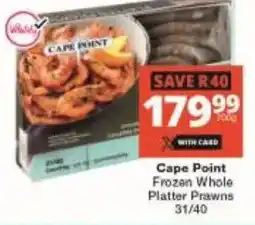 Checkers Cape Point Frozen Whole Platter Prawns offer