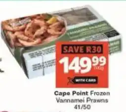 Checkers Cape Point Frozen Vannamei Prawns offer