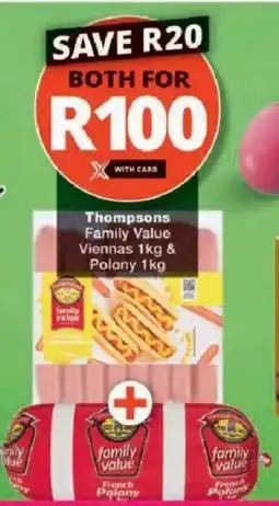 Checkers Thompsons Family Value Viennas & Polony offer