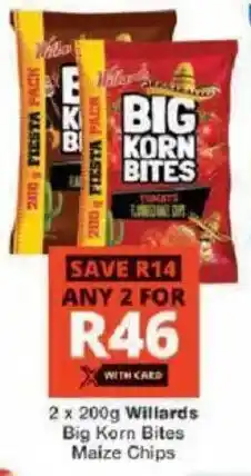 Checkers Willards Big Korn Bites Maize Chips offer