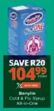 Checkers Benylin Cold & Flu Syrup All-in-One offer