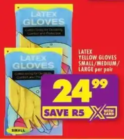 Shoprite Latex yellow gloves small/ medium/ large offer