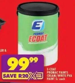 Shoprite E-coat promac paints cream/ white pva paint offer
