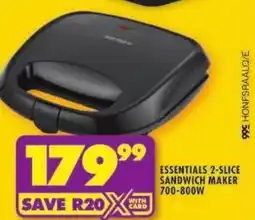 Shoprite Essentials 2-slice sandwich maker 700-800w offer