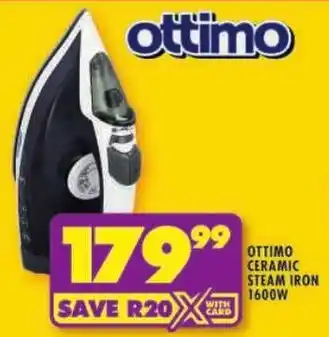 Shoprite Ottimo ceramic steam iron 1600w offer