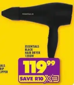 Shoprite Essentials black hair dryer 1200w offer