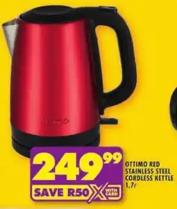 Shoprite Ottimo red stainless steel cordless kettle offer