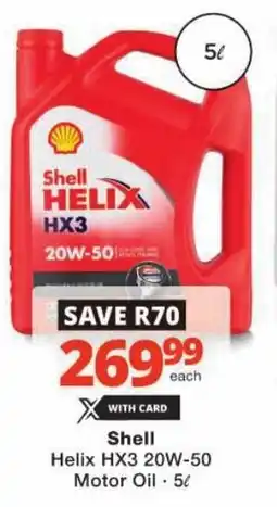 Checkers Hyper Shell Helix HX3 20W-50 Motor Oil offer