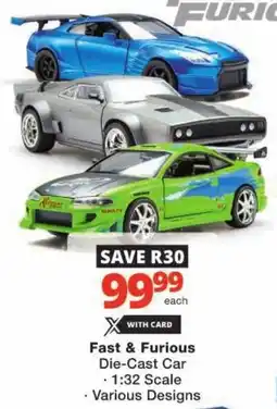 Checkers Hyper Fast & Furious Die-Cast Car offer