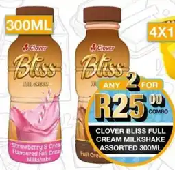 Take 'n Pay Clover bliss full cream milkshake assorted offer
