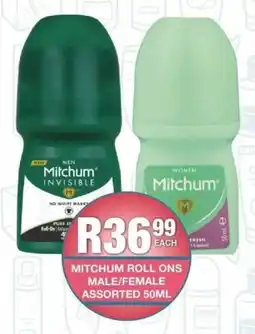 Take 'n Pay Mitchum roll ons male/ female assorted offer