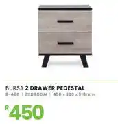 Fair Price Bursa Bedroom 2 Drawer Pedestal 450 x 360 x 510mm 8-460 offer