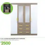 Fair Price Rome 4 Door Bedroom Wardrobe With Mirrors 1940 x 1595 x 420mm 1-274 offer