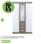 Fair Price Rome 3 Door Bedroom Wardrobe With Mirror 1950 x 1200 x 420mm 1-275 offer