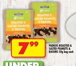 Shoprite PADKOS ROASTED & SALTED PEANUTS & RAISINS 50g bag offer