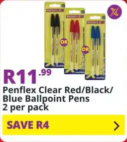 Shoprite Penflex Clear Red/ Black/ Blue Ballpoint Pens offer