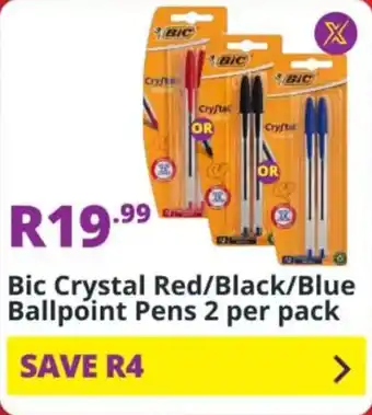 Shoprite Bic Crystal Red/ Black/ Blue Ballpoint Pens offer