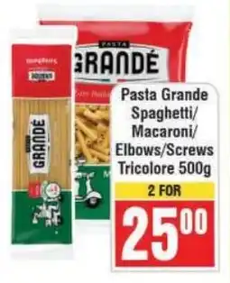 Frontline Pasta Grande Spaghetti/ Macaroni/ Elbows/ Screws Tricolore offer