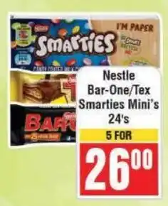 Frontline Nestle Bar-One/ Tex Smarties Mini's offer