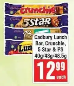 Frontline Cadbury Lunch Bar, Crunchie, 5 Star & PS offer
