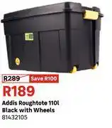 Leroy Merlin Addis 110L Roughtote Black With Wheels 81432105 offer