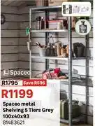 Leroy Merlin Spaceo Metal Shelving 5 Tiers Grey 100 x 40 x 93 81483621 offer