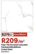 Leroy Merlin Floor Tile Porcelain Calacatta Polished 600 x 600mm (1.44 Sqm/Box) 81479471-Per Sqm offer